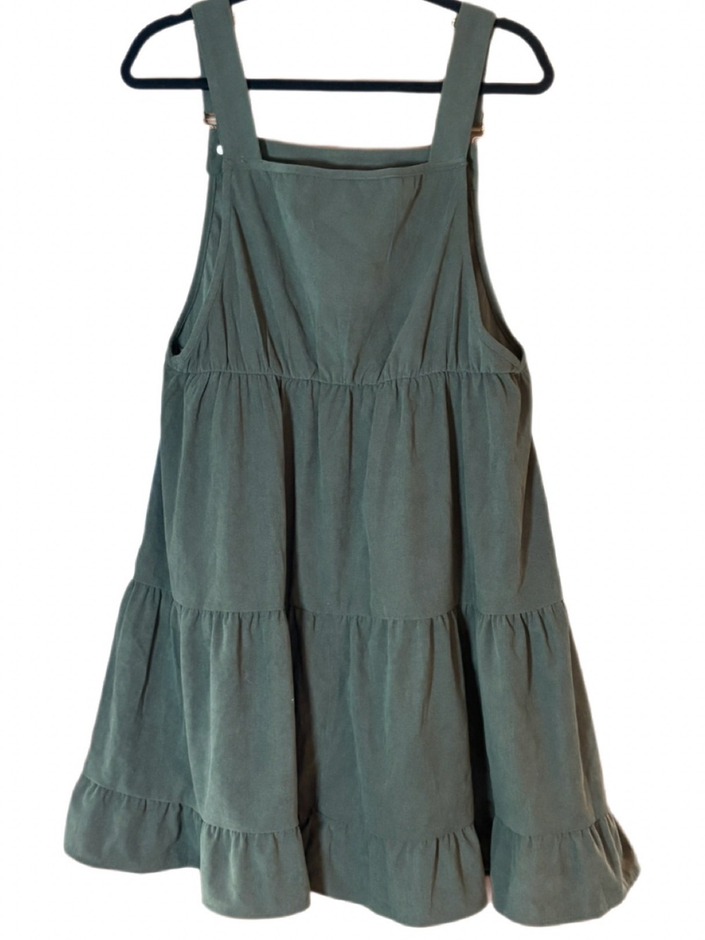 BloomChic Tiered Overall Dress Olive Green Corduroy NWT Size 10 - Picture 3 of 9